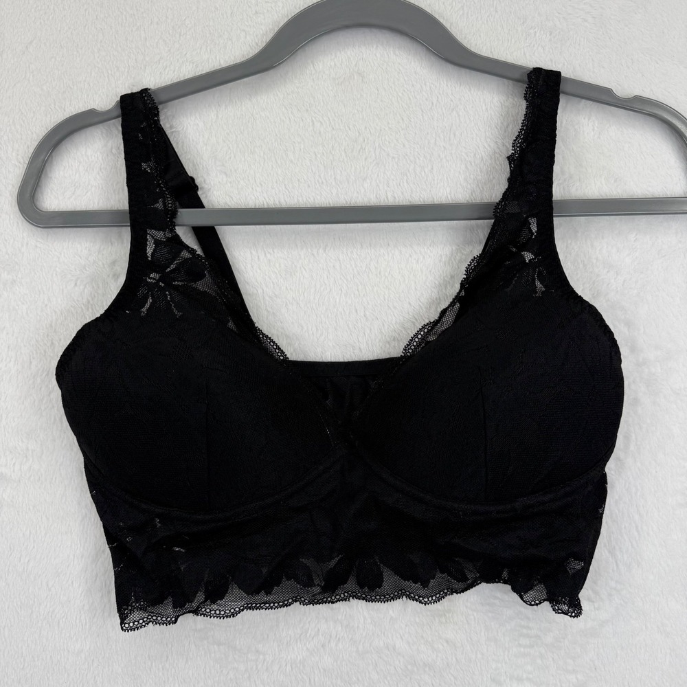 PINK Victoria's Secret Black‎ Lace Bralette Size Medium Adjustable Strap
